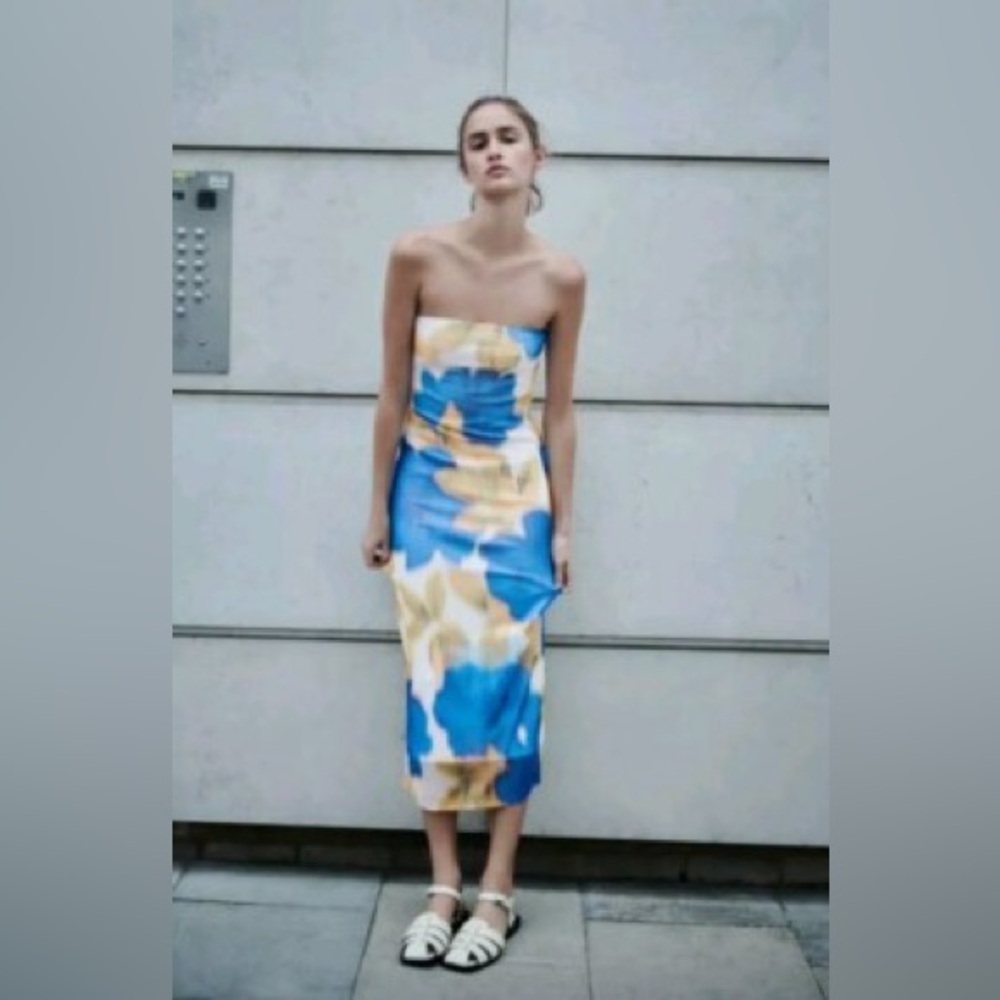 NWT Zara Double Lined Midi Dress NEW WITH TAGS